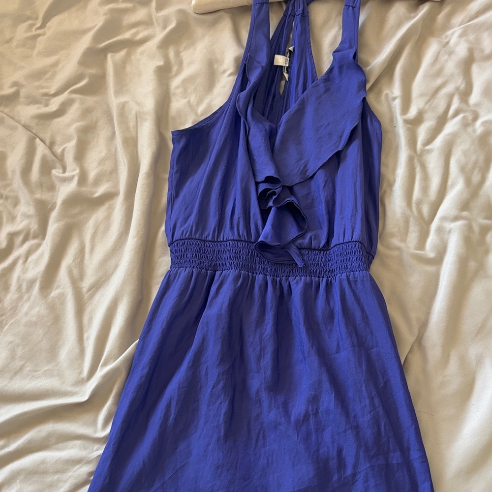 Ruffle Waist Dress in  Blueish/ purple